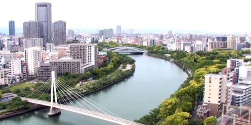 Kawasaki- und Sakuramiya-Brücken am O-Fluss Webcam - Osaka