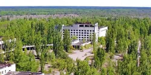 Blick auf das Hotel "Polissya". Webcam - Pripyat